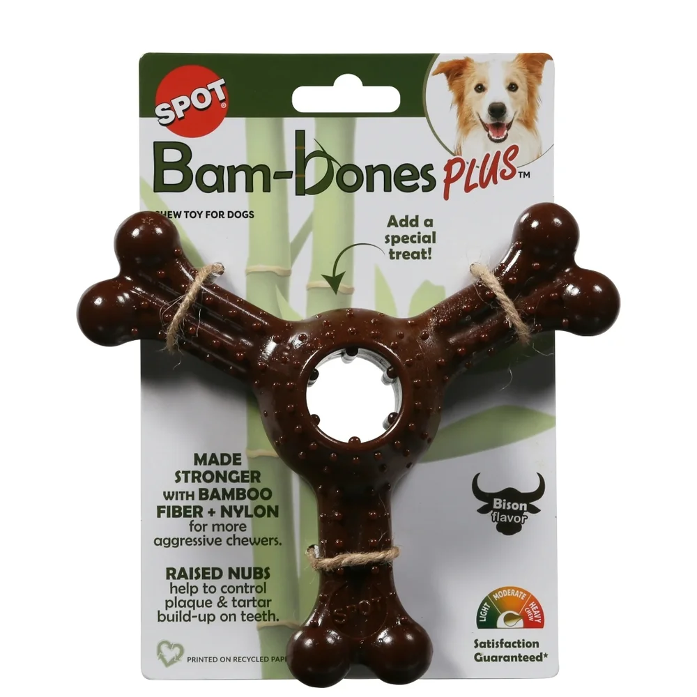 Spot Bam-bones Durable Dog Chew Toy Tri-Bone Bison Flavor NEW